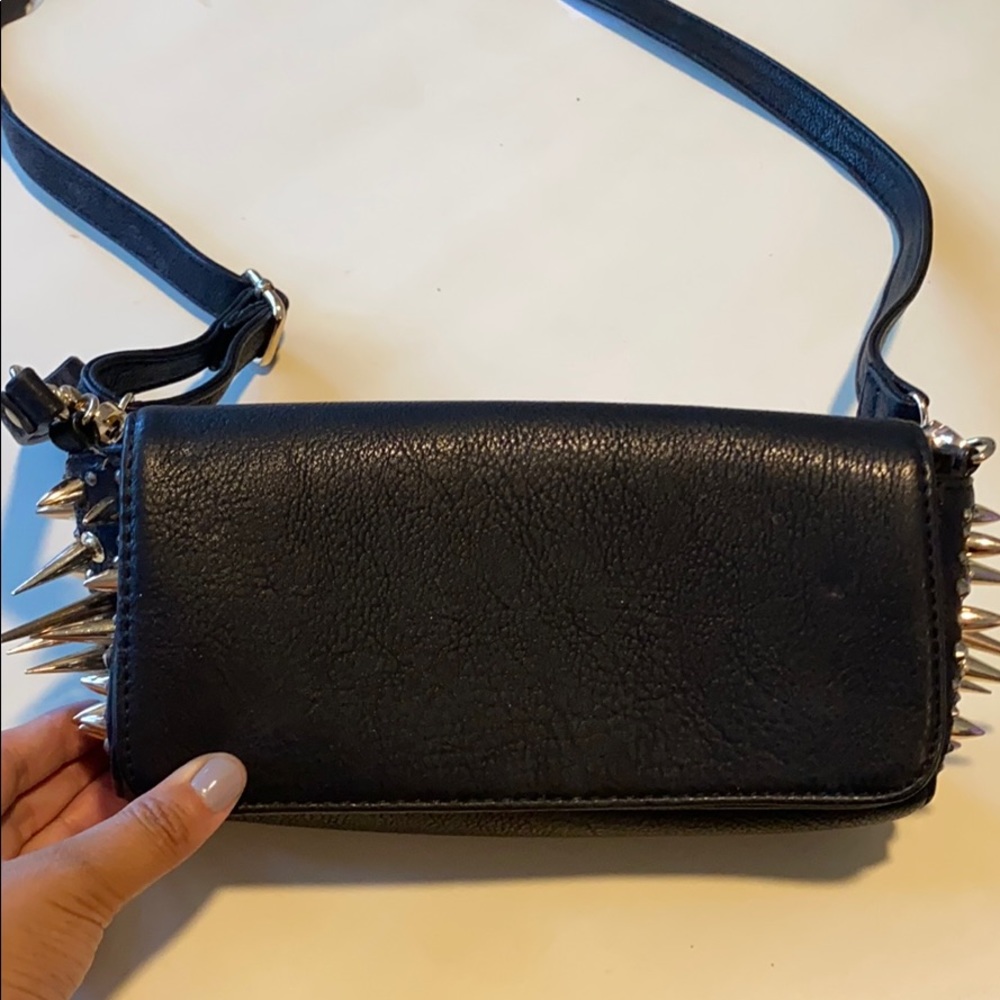 Spike PU Clutch Convertible Bag Black